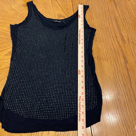 Guess Jeans Black Tank Top embellished Eomen Sz L slightly used - Picture 7 of 9